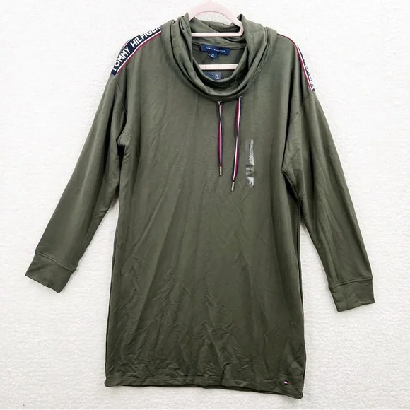 Tommy Hilfiger Dresses | Tommy Hilfiger Jersey Shift Dress Women Olive Green Cowl Neck Size S New | Color: Green | Size: S | Nilumifernando's Closet